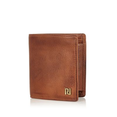 Brown leather three fold wallet